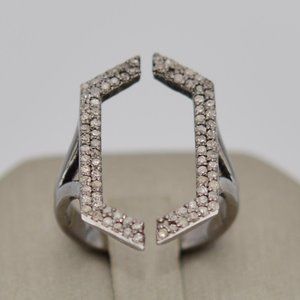 Diamond Split Ring in Sterling Silver